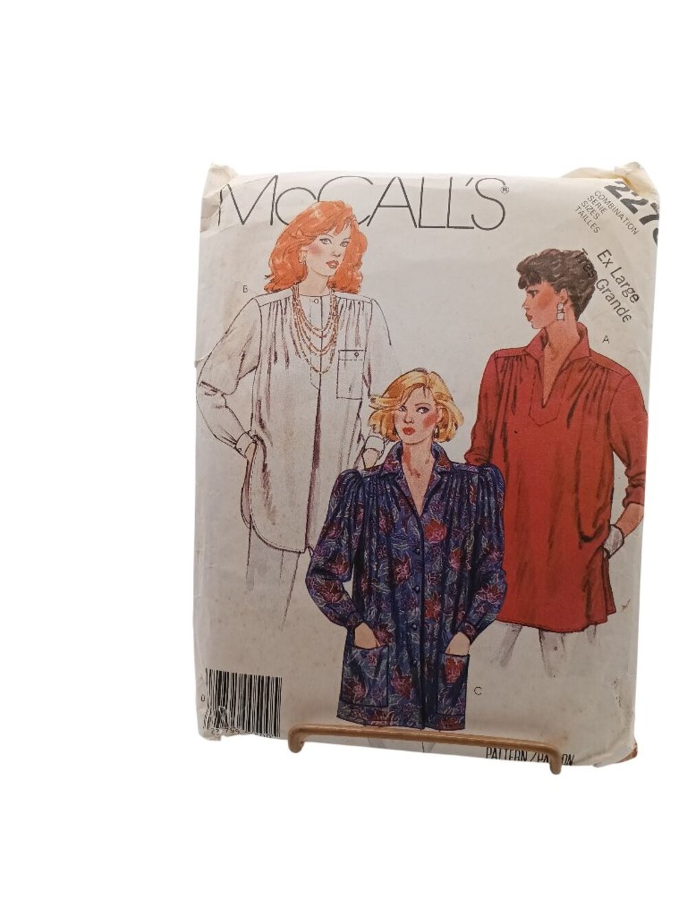 Vintage UNCUT McCalls 2278 Misses Pullover Shirt Sewing Pattern For Sizes XL 198